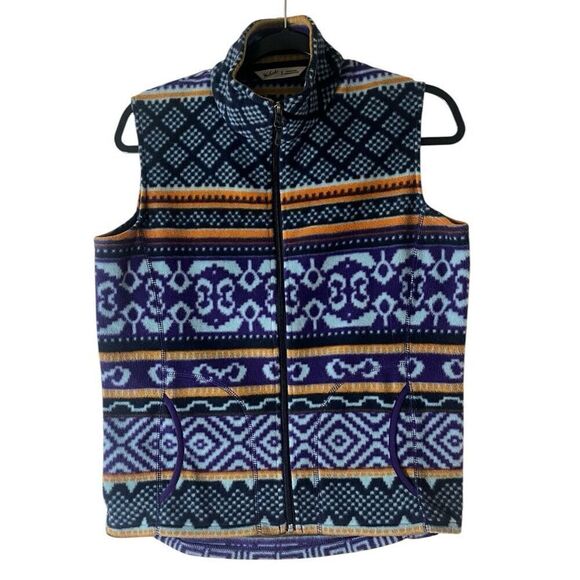 Woolrich Southwestern Western Zip Front Vest Fleece Cold Weather Outdoor Hiking - Picture 1 of 4